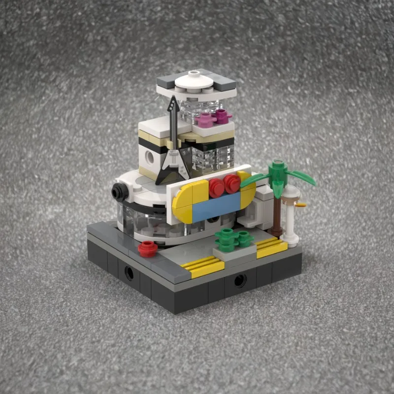 141Pcs MOC Guitar Shop Mini Modular Compact Detailed DIY Model Building Blocks Birthday Gift