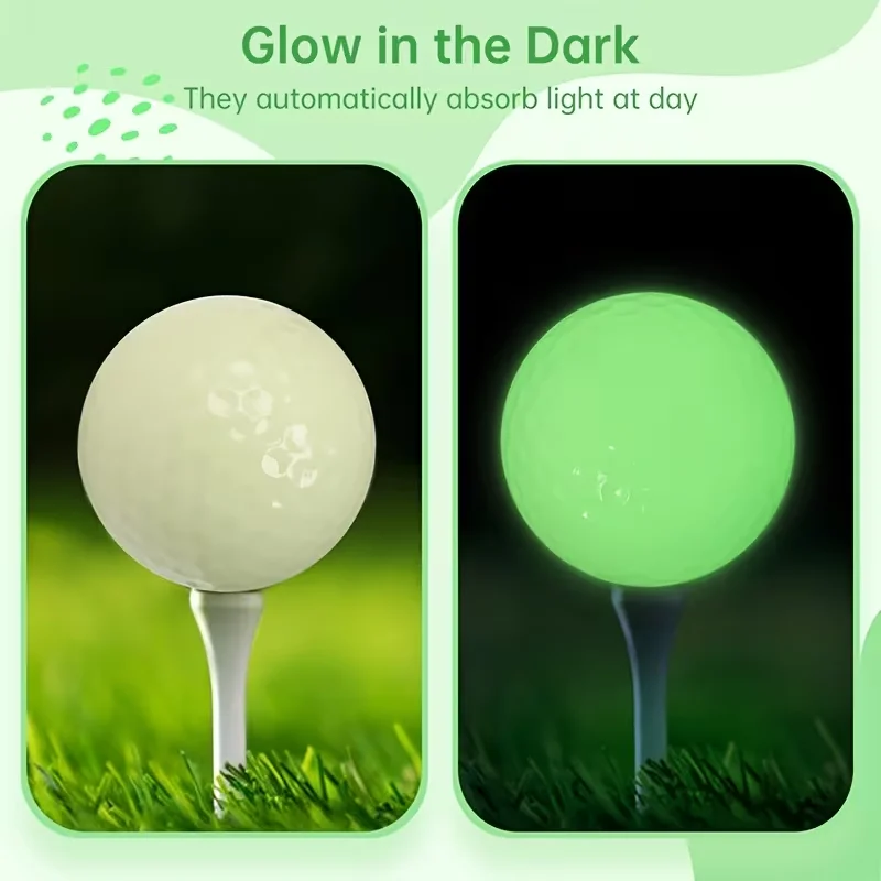 5Pcs Luminous Golf Balls Glow In The Dark Night Golf Balls Reusable Light‑absorbing Golf Practice Balls for Night Training