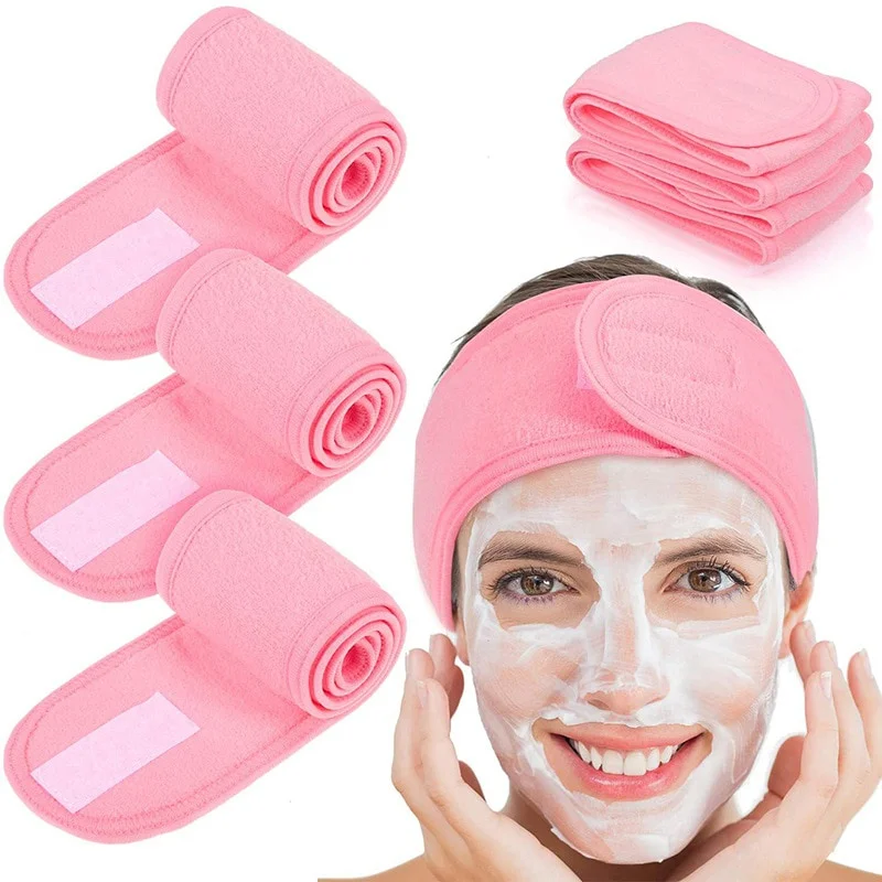 1pcs Facial Spa Headband Makeup Shower Bath Wrap Sport Hairband Terry Cloth Adjustable Stretch Towel Head Wrap Hair Accessories