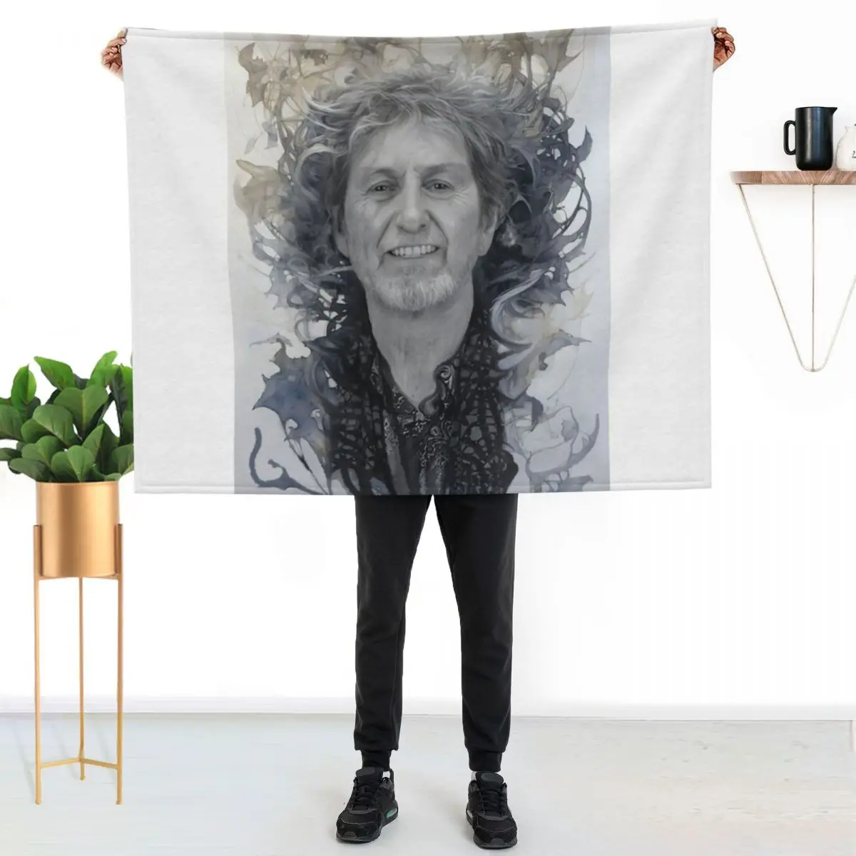 Jon Anderson, pencil & ink portrait Throw Blanket Bed Luxury Throw Hairy Sofa Softest funny gift Blankets