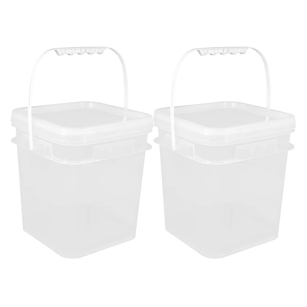 

2 PCS Paint Bucket Pigment with Lid Holder Mop Cleaning Coatings Storage Bin Painting Abs Empty