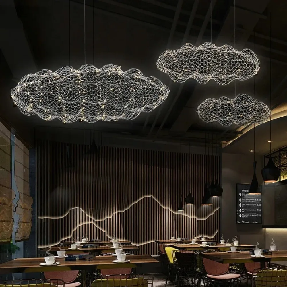 Plafonnier Suspendu en Forme de Nuage, Design Industriel Moderne, Luminaire Décoratif d'Nik, Idéal pour un Bar, un Bureau, un Hôtel ou un Restaurant