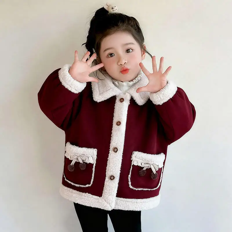 Hot Girl Winter Thicken Coat Autumn Tops Jacket Keep Warm Long Sleeves Outerwear Child Kawaii Fashion New Style Casual Clothing