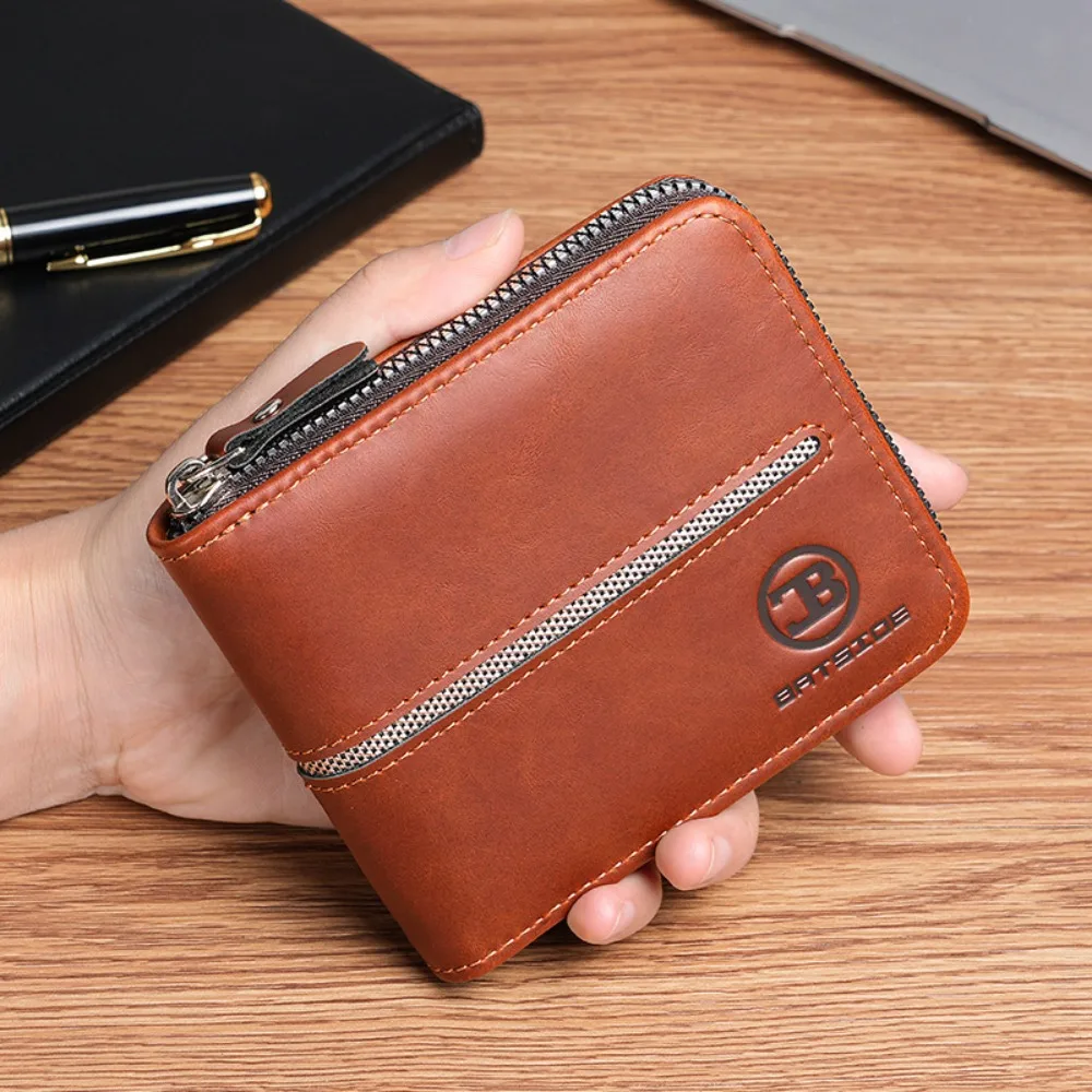 

Mini PU Leather Men's Wallet Fold Large Capacity Short Card Bag Luxury Multi-functional Business Wallet Male