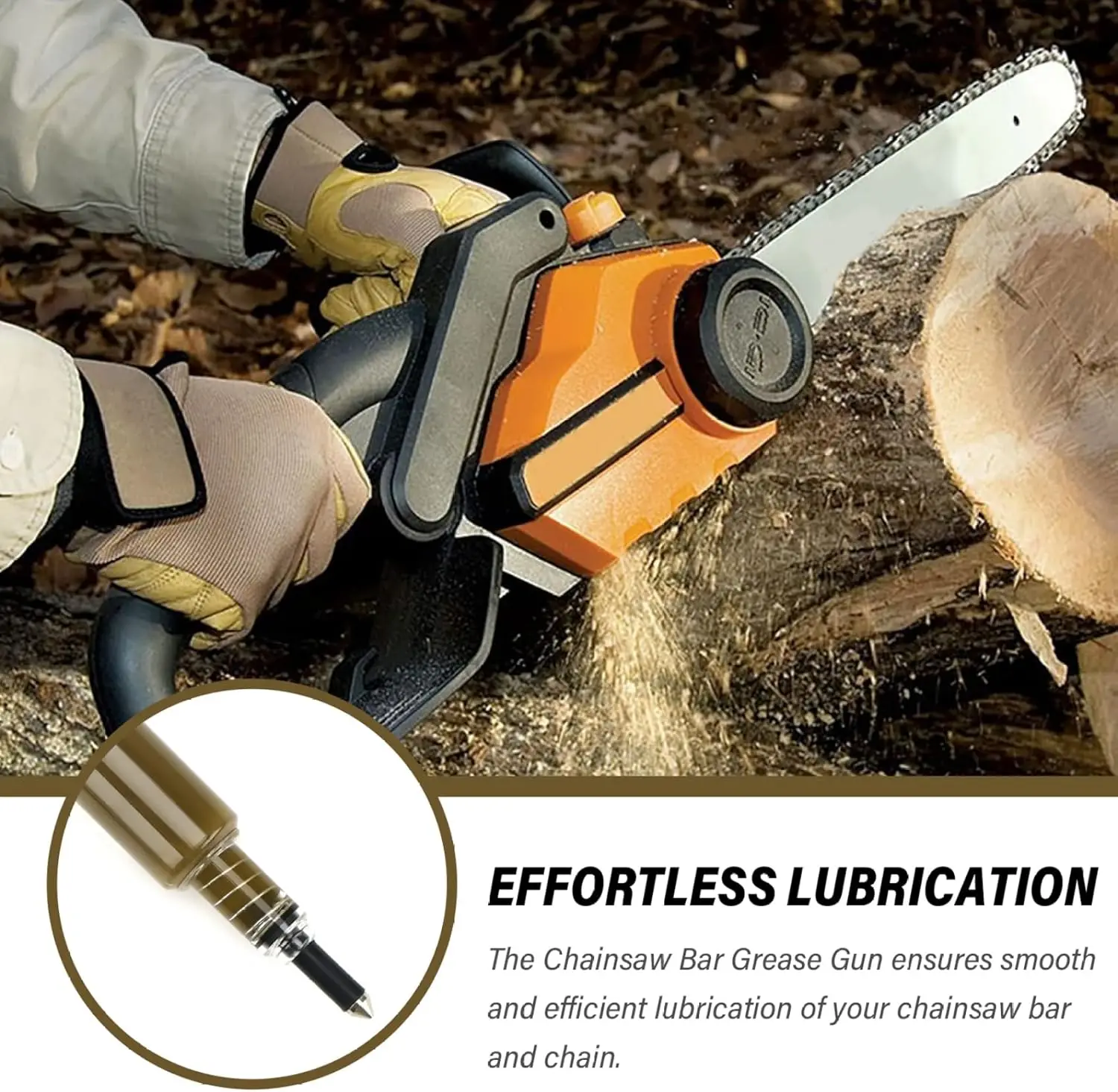 Chainsaw Chain Guide Bar Sprocket Nose Brushcutter Grease, Point Pressure Manual Mini Grease Gun,Chainsaw Bar and Chain Oil