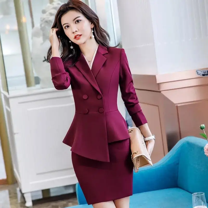 2023 Spring Summer Formal Ladies Double Breaste Blazer And Pants Suits Office Uniform 2XL Size Pants Jacket Business Work Wear