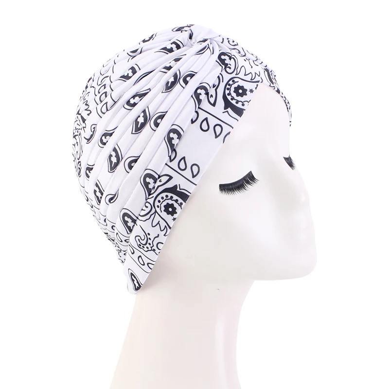 Neue Frauen Drucken Blume Knoten Krebs Rüschen Chemo Hut Beanie schal Turban Kopf Wrap Gestrickte Kappe Haarausfall Zubehör – Detail 27