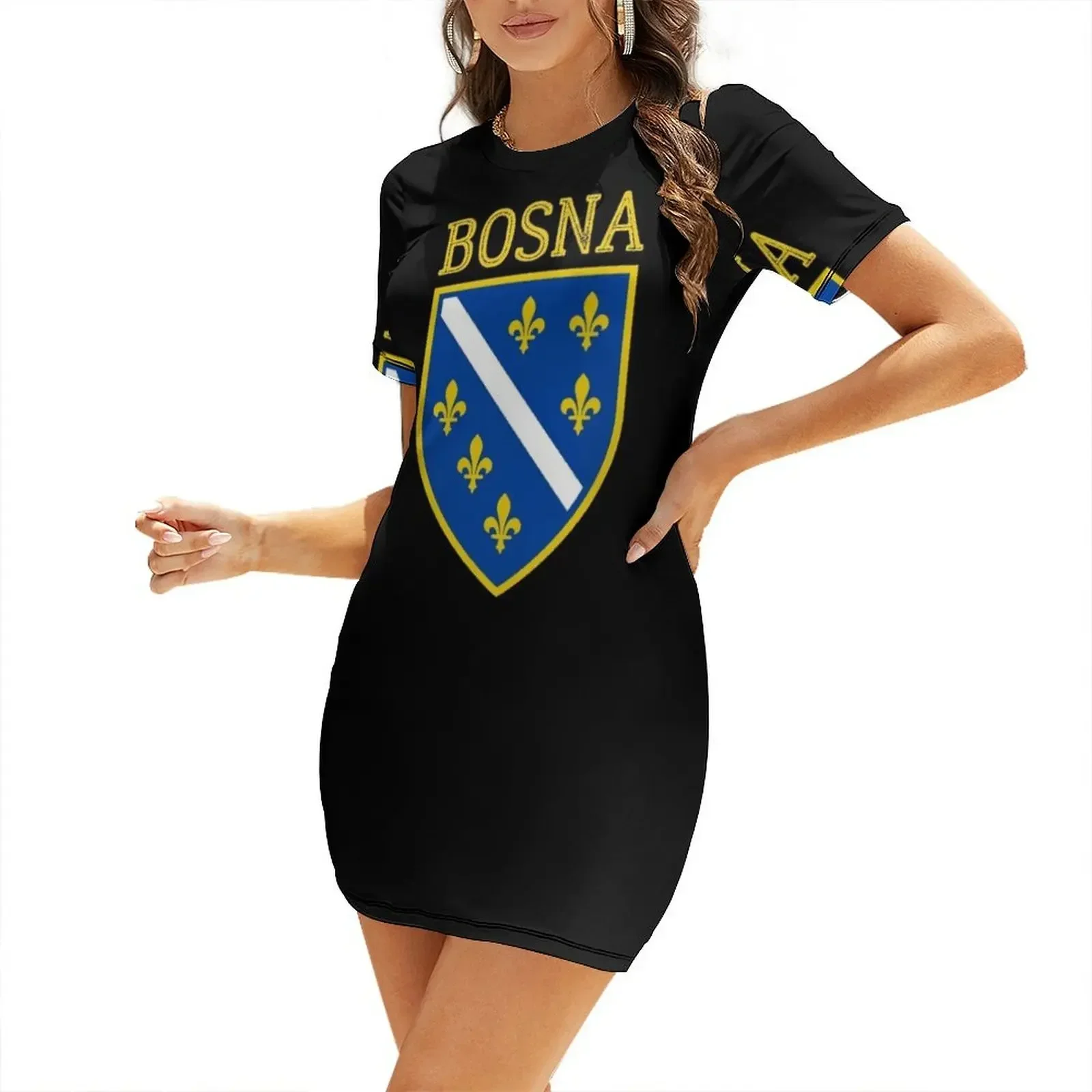 

Bosnia and Herzegovina Old Shield Short-Sleeved Dress ceremony dresses ladies dresses for women 2026