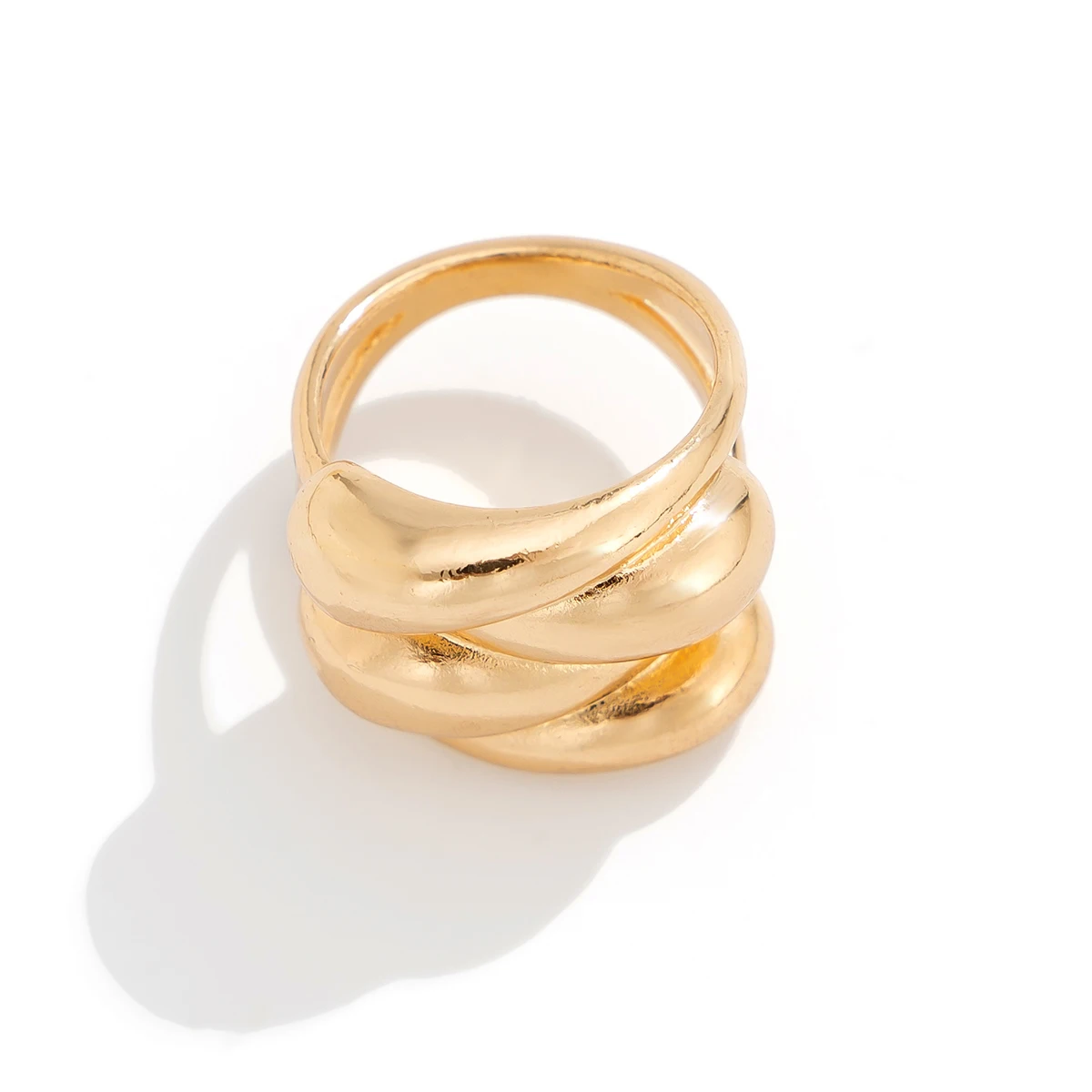 Punk Trend Irregular Geometric Multilayer Intersect Ring for Women Personalized Gold Color Thick Finger Ring Fashion Jewelry New