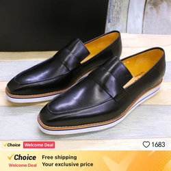 Luxury Designer Men's Genuine Leather Loafers Elegant Slip-On Oxford Casual Business Shoes plus Size