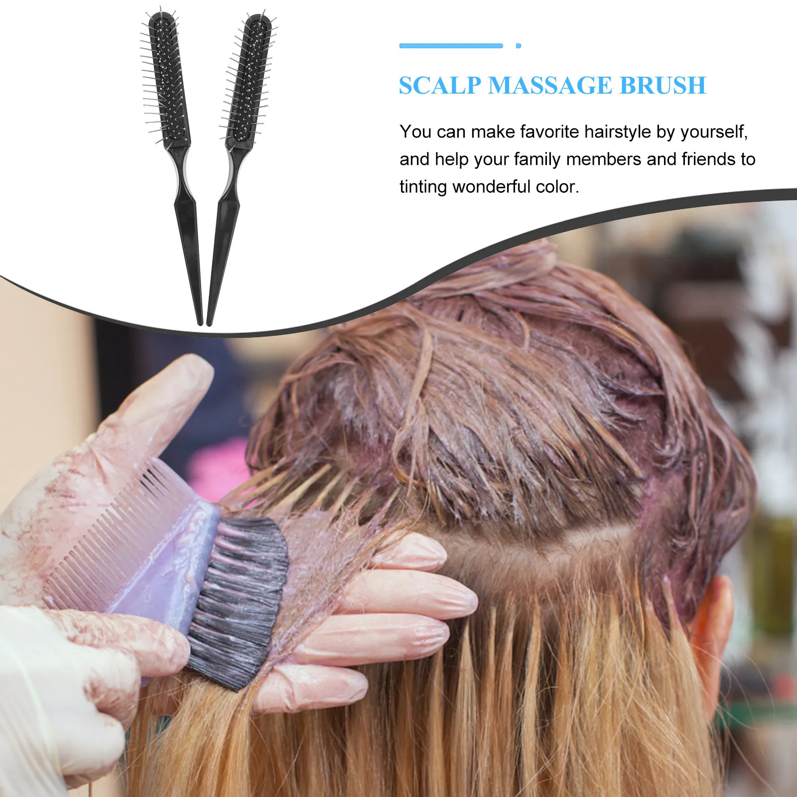 2Pcs Wire Bristle Hair Brush Synthetic Scalp Massage Comb for Hair Coloring Sectioning Styling and Detangling Airbag Comb