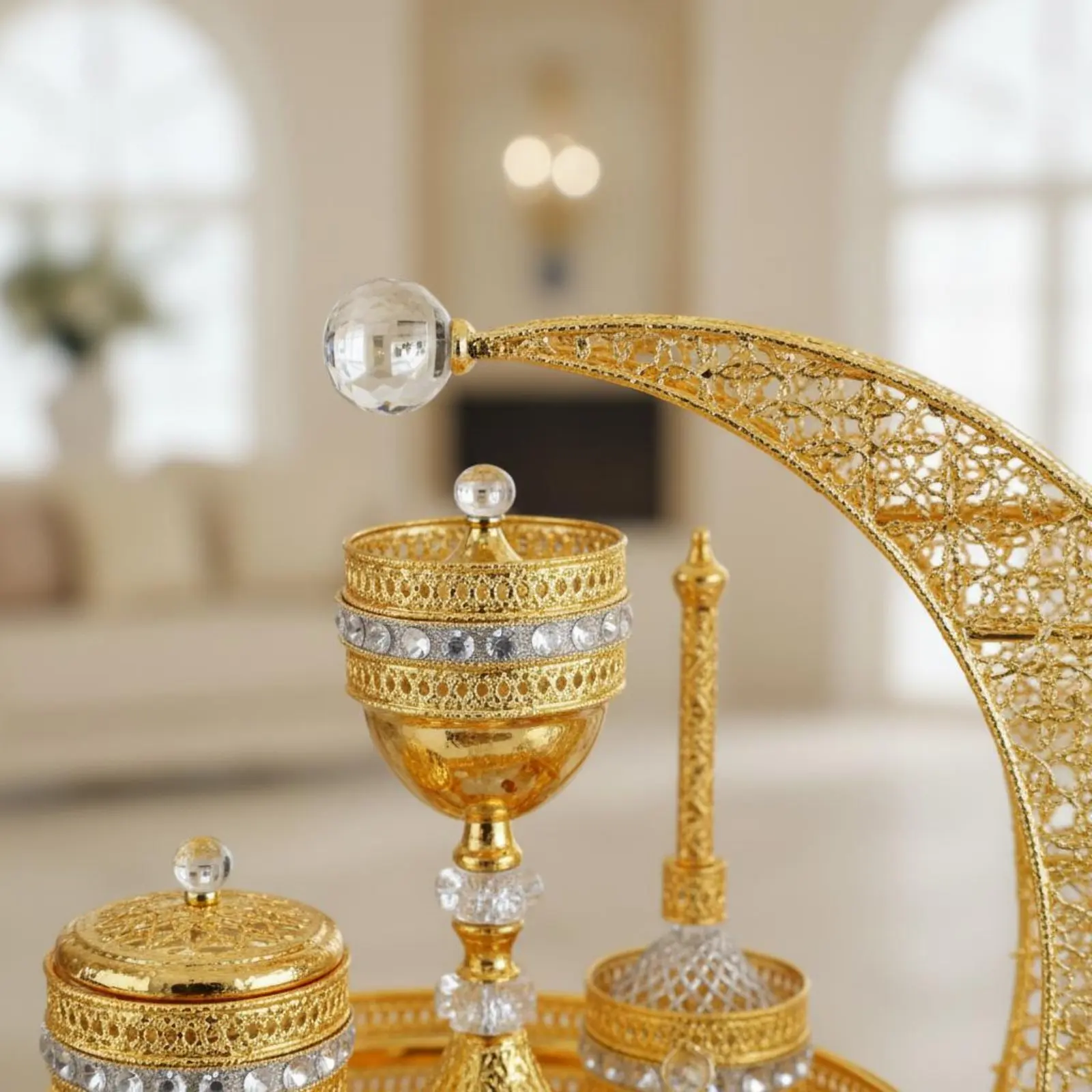 6 Pieces Arabic Incense Burner Hollow Carved Pattern Crescent Moon Incense Holder Home Decor Delicate Workmanship