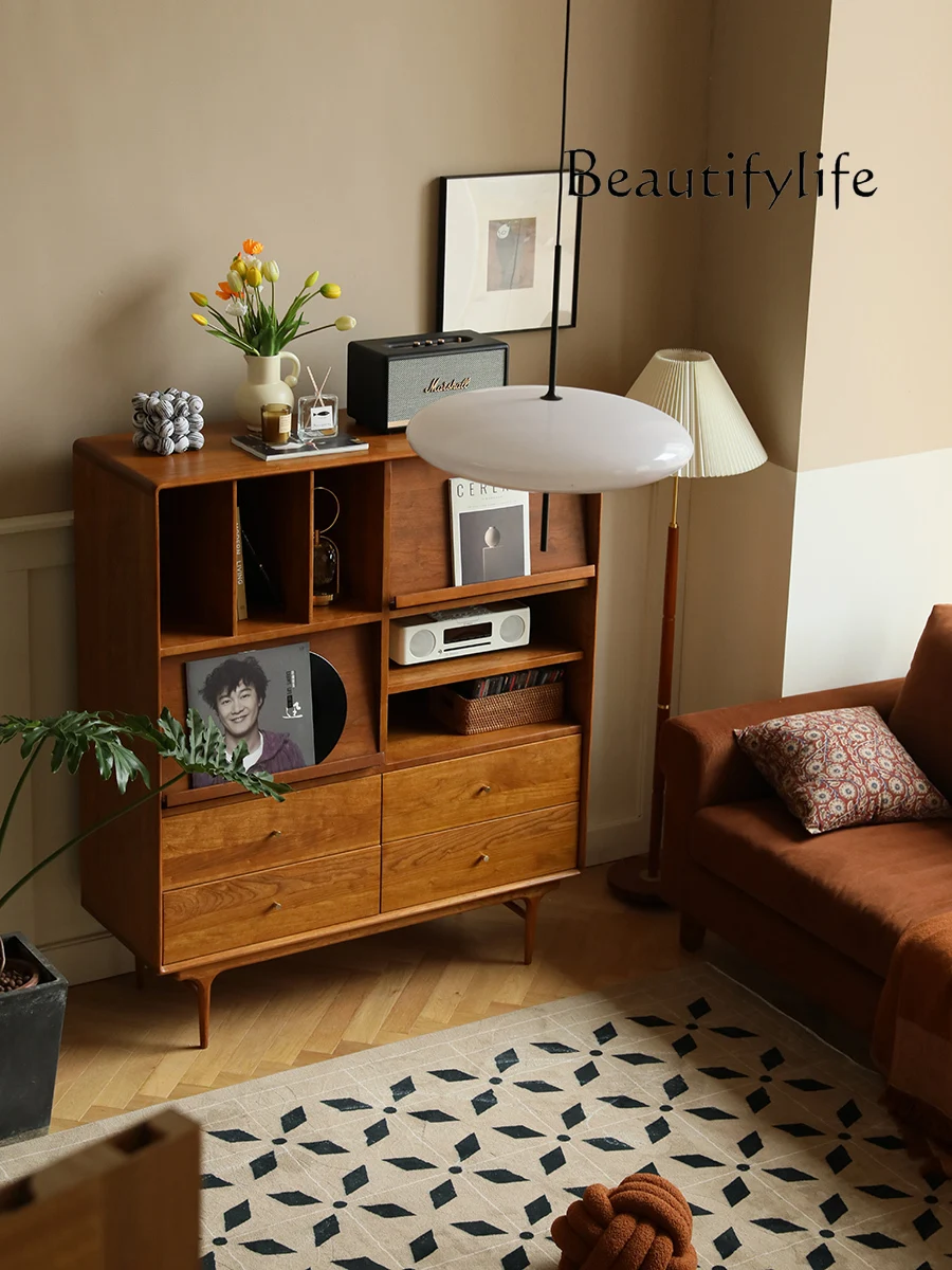 American Style Chinese Style Magazine Cabinet Household Minimalist Solid Wood Storage Cabinet