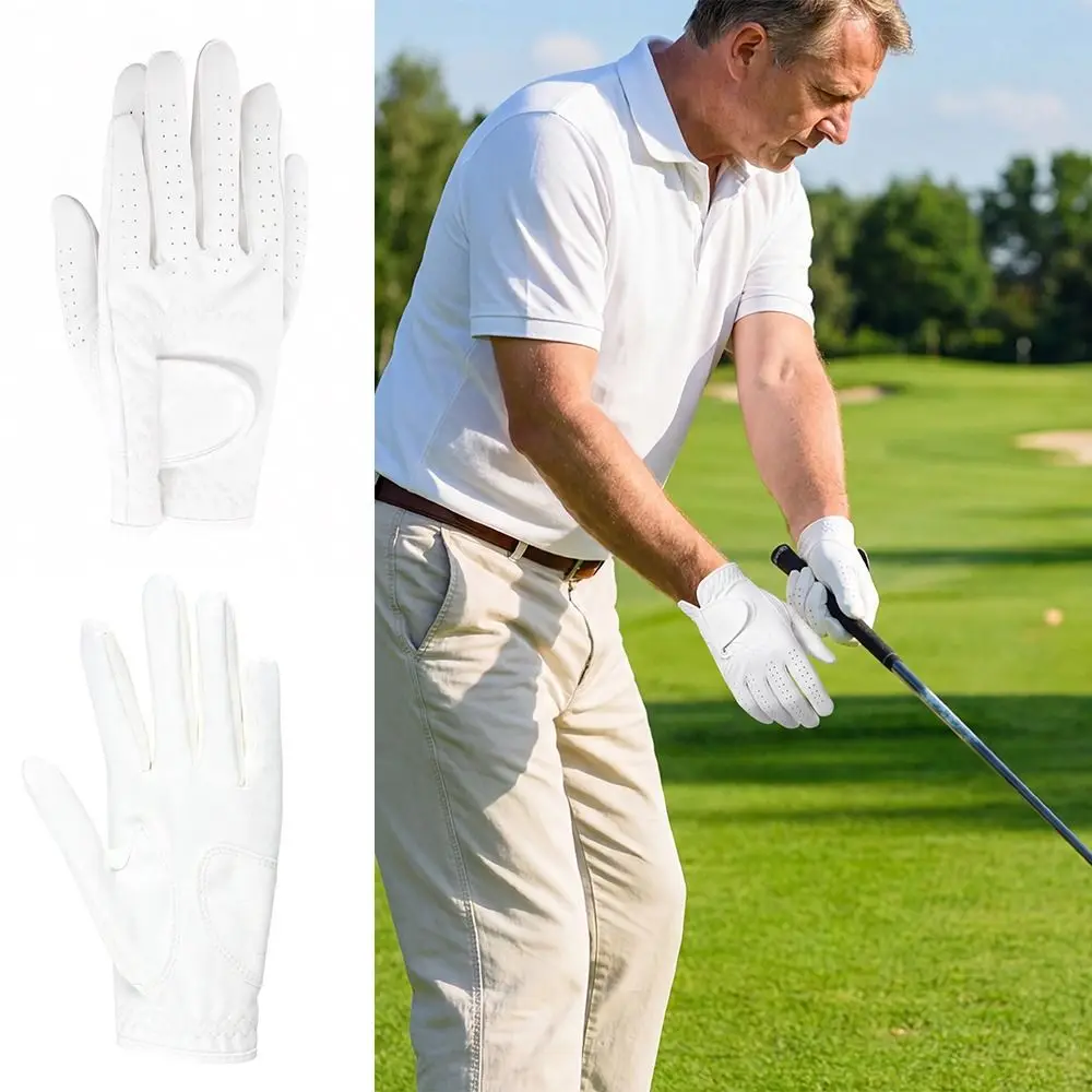 

Soft White Golf Glove Non-slip Left Hand Sport Gloves Suede Breathable Professional Glove Golf