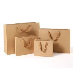 1 sacchetto di carta Kraft pz/lotto sacchetto regalo in carta Kraft ecologico con manici sacchetto di imballaggio per negozio riciclabile Multi Size