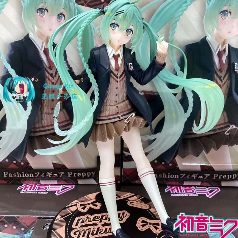 

New Original Taito Hatsune Miku Preppy Ver Anime Action Figure Fashion Kawaii Collectible Model Garage Kit Toy Birthday Gift