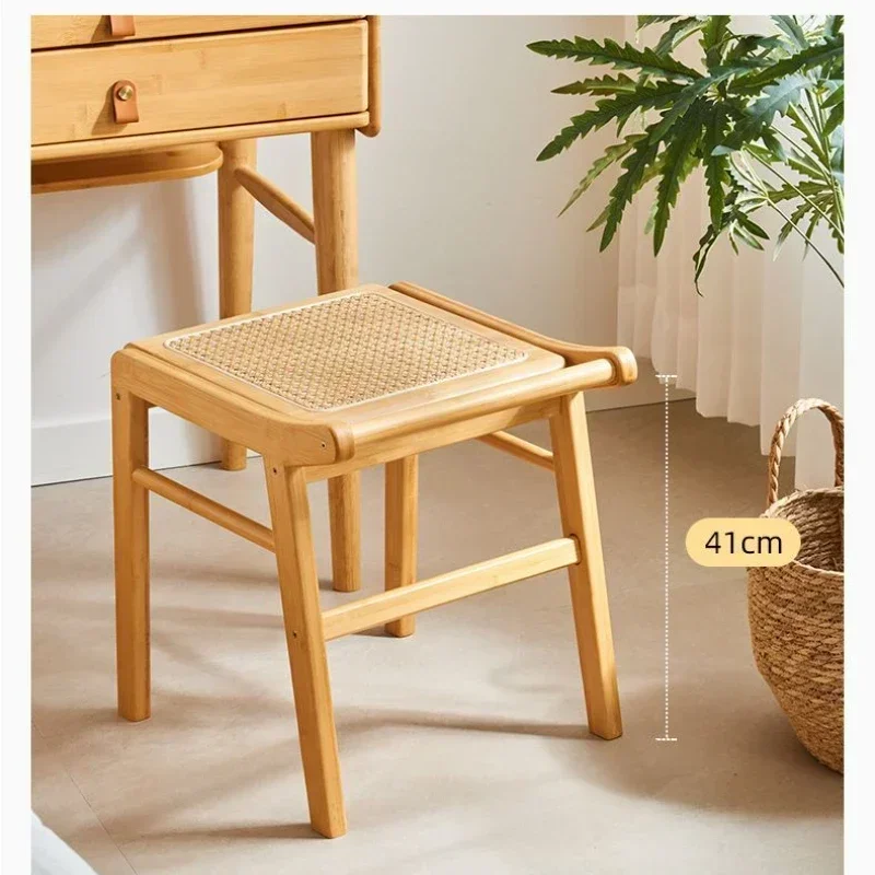 Modern Furniture Rattan Stool Bedroom Dressing Chair Living Room Sofa Footstool Leisure Creative Square Stool Home Accessories