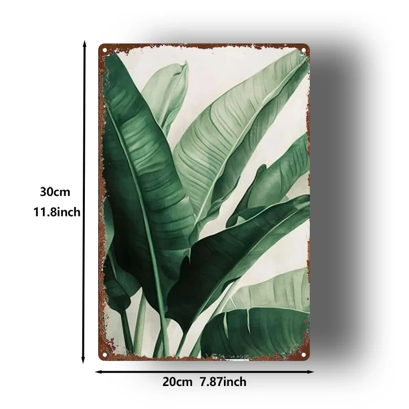 Tropical Palm Leaf Iron Metal Tin Sign 8x12inch Rustic Plant Wall Decor Sign