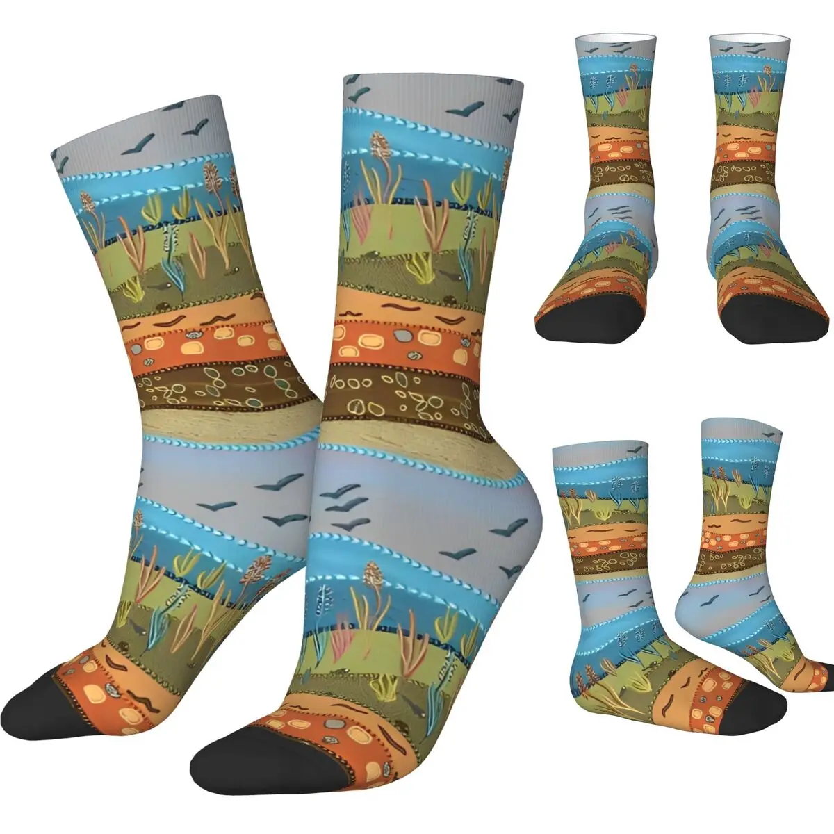 

Adults Men Socks Soil Grasslands and soil layers Stockings Autumn Funny Quality Socks Graphic Running Anti Skid Socks