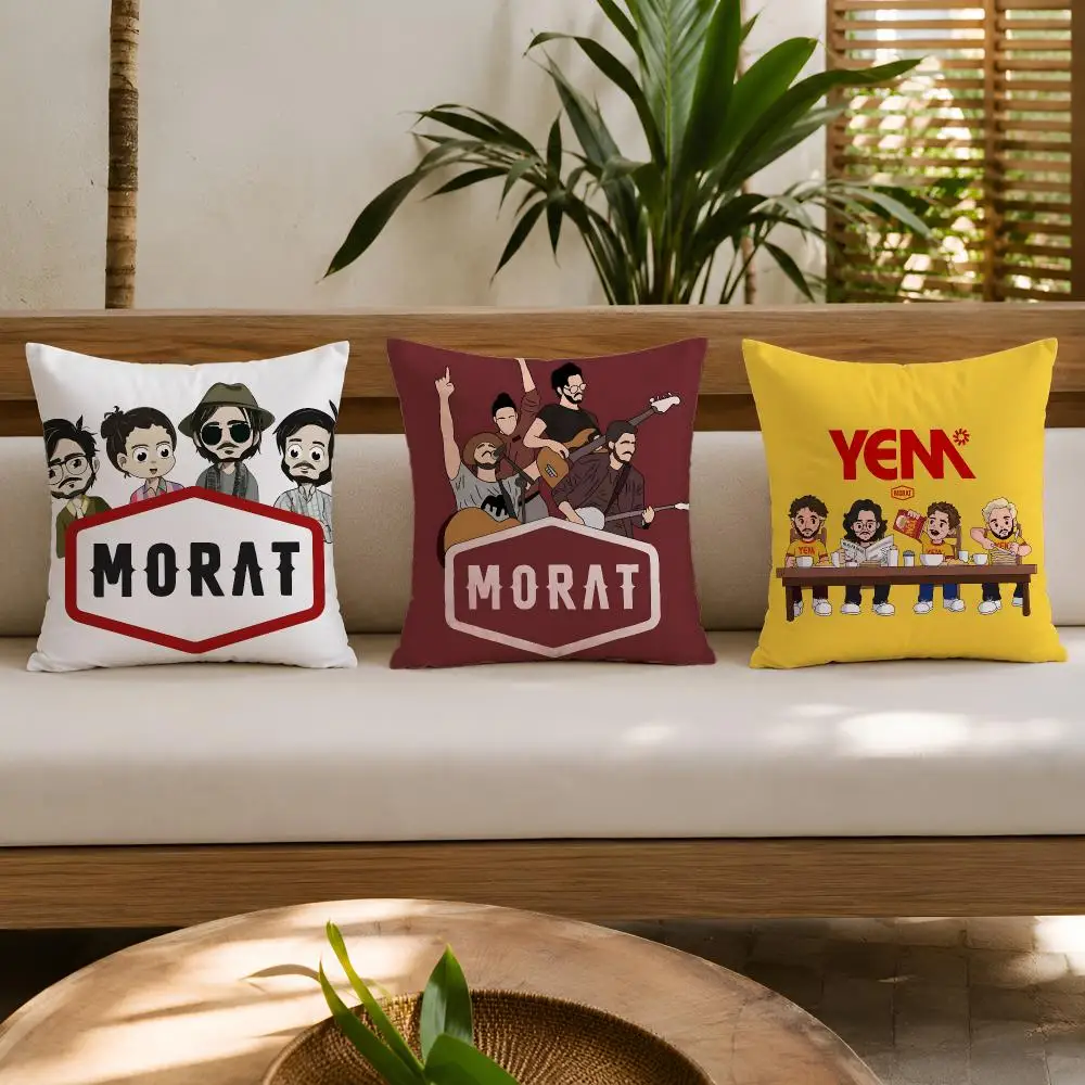 Music Band M-morat Cushion Cover Wrinkle-Resistant Short Plush Cushion Covers Breathable Machine-Washable