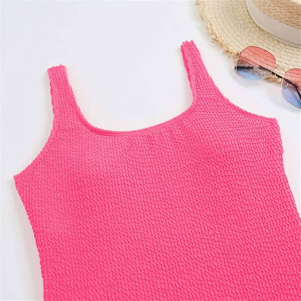 Traje de baño de secado rápido Monokini elegante de color caramelo sin espalda trajes de baño de una pieza para mujer de secado rápido para el verano para flaco