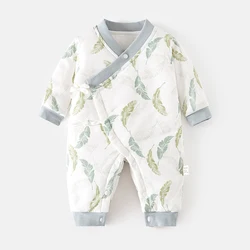 Baby Girl Newborn Clothes Quilted Warm Autumn Winter Baby Boy Jumpsuit V-Neck Cute Unisex Baby Rompers Wholesale