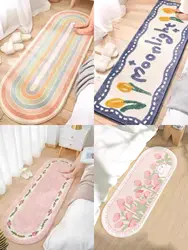 Ins Flowers-alfombra gruesa y esponjosa, alfombrilla larga antideslizante para dormitorio, sala de estar, decoración para niñas