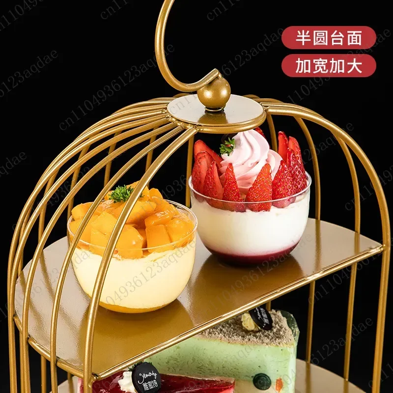 Dessert Table Ornament Wrought Iron Birdcage Snack Rack Afternoon Tea Cake Rack Cold Meal Coffee Break Table Table Tray