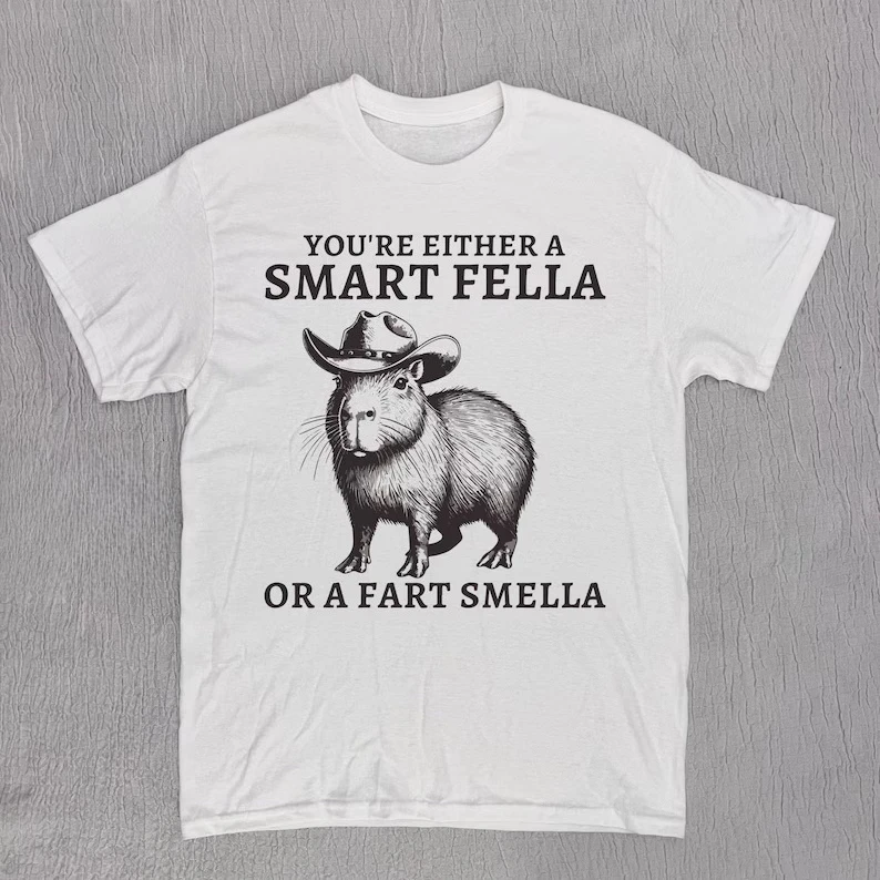 Streetwear Funny Retro Smart Fella Capybara 90s Women T Shirt Casual Tee Men Cotton Oversized Short Sleeve Loose Trendy Vintage