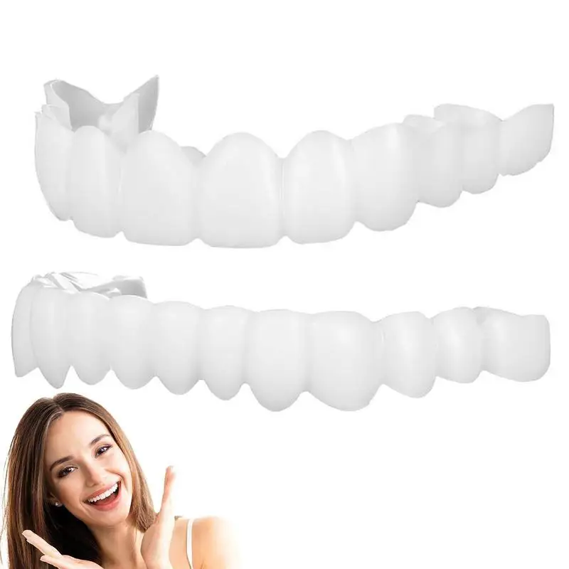 Ferramentas de Higiene Temporária para Mulheres e Homens, Snap On Facetas dos Dentes, Capas para Sorriso Temporário, Confiança Instantânea, Os Dentes Amarelos Danificados, 2 Pares por Conjunto