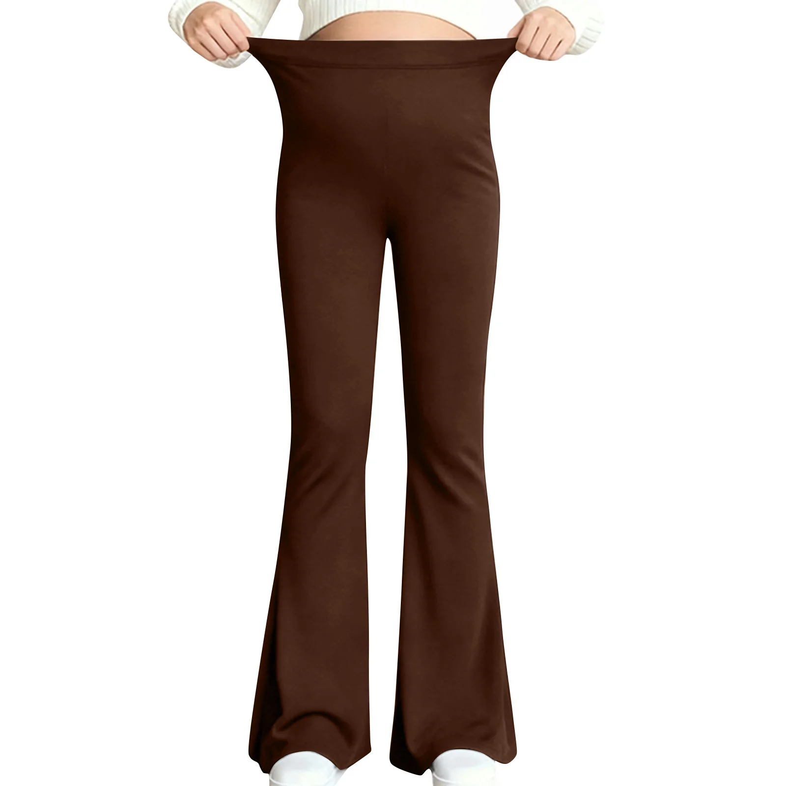 Zwangerschapsyogabroek met een buikzak Rekbare wijde pijpen Werk-casual broek Zwangerschapsloungewear-broek Workout-legging