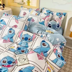 Cartoon Disney Stitch Mickey Pooh New Skin Friendly Printed Sheets Mattress Protectors Non-Slip Anime Sheets Children's Bedding