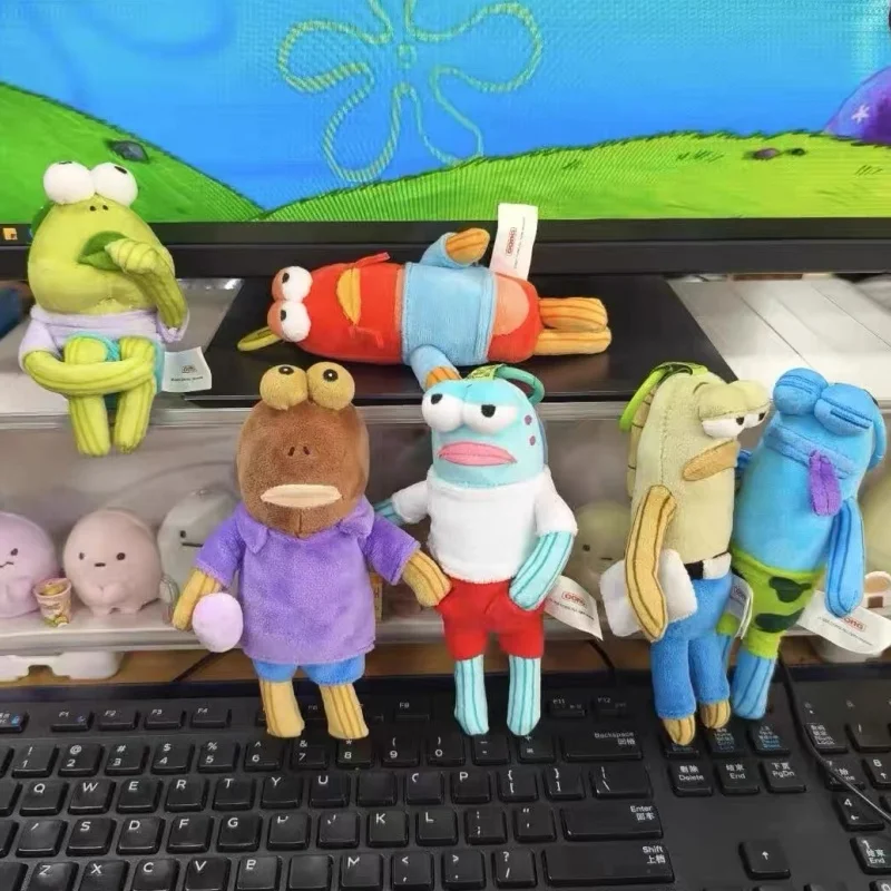 

Classic Cartoon Bikini Bottom Buddies Plush Toy Bag Pendant Ugly Cute Fish Creative Backpack Decoration Keychain Birthday Gift