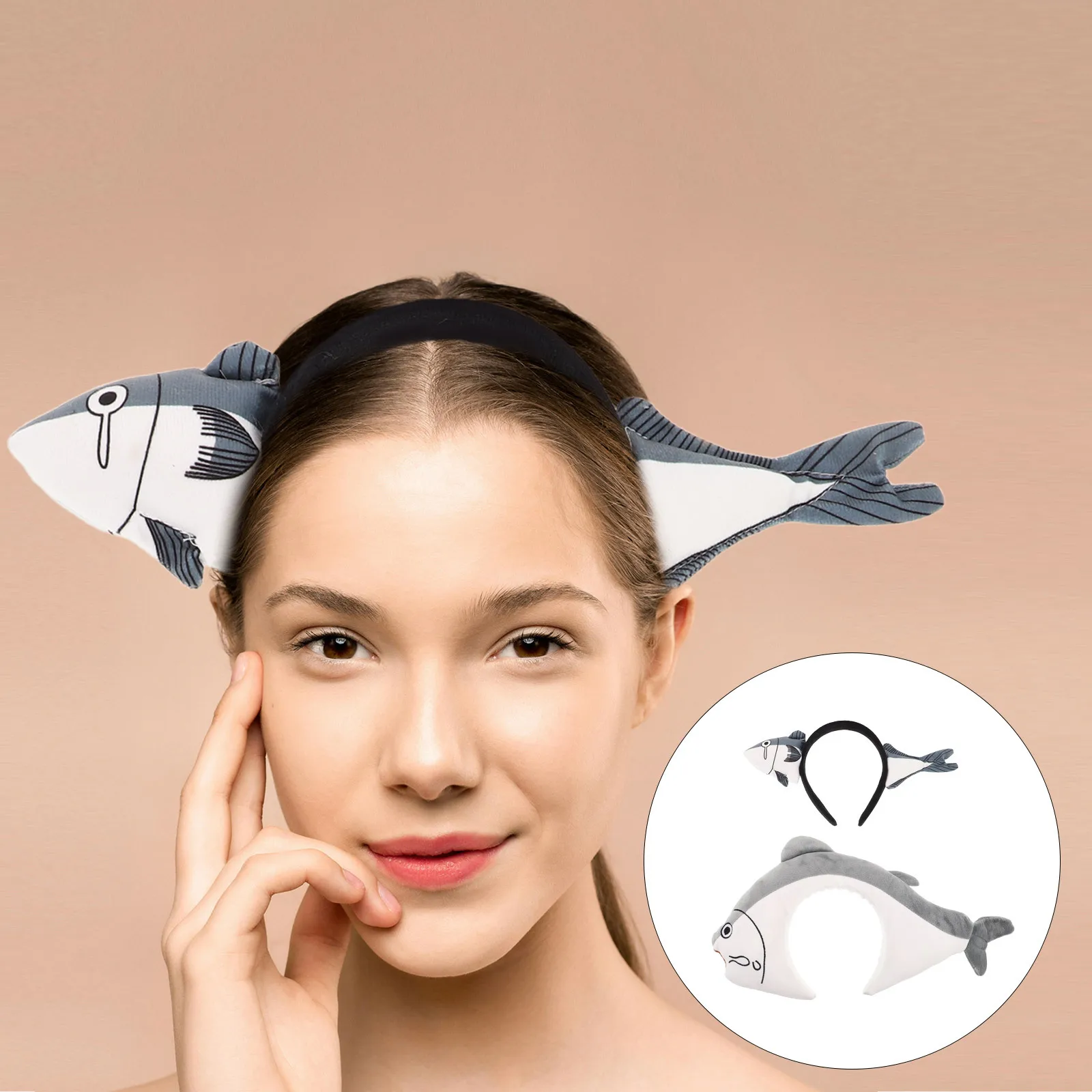 2pcs Funny Fish Headband Salted Sea Animal Hair Hoop Lightweight Cartoon Party Accessory For Halloween Cosplay Spa Women