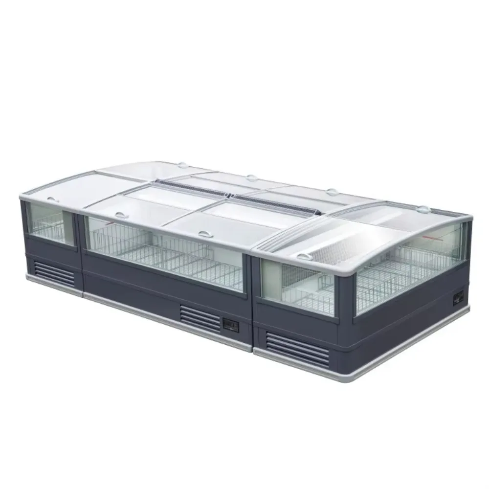 Commercial Display Freezer Horizontal Freezer High Window Glass Door Freezer