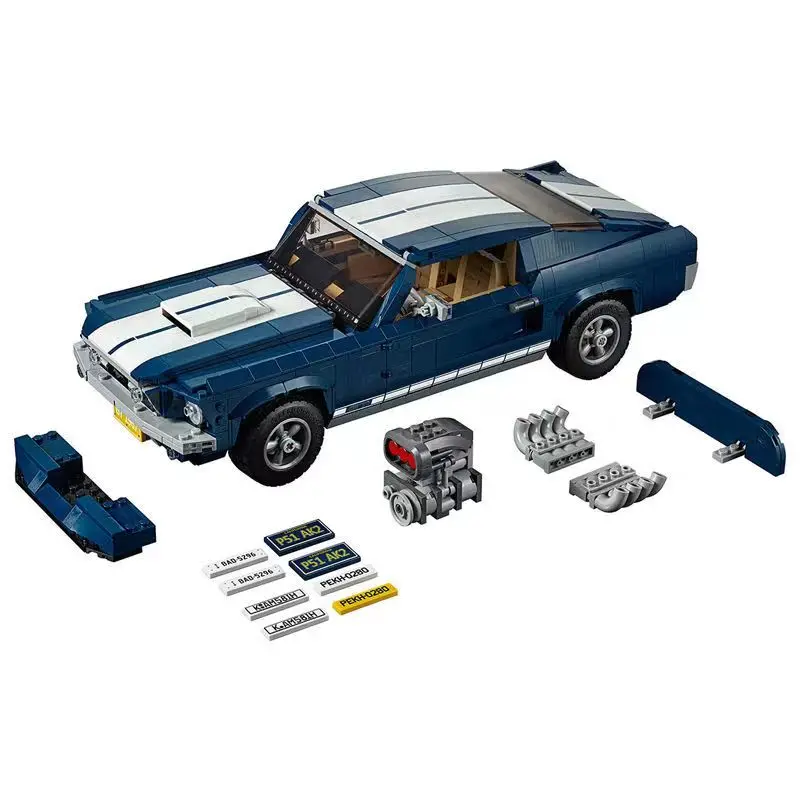 Técnico moc 10265 forded mustang muscle sports car bloco de construção modelo veículo corrida montar tijolos brinquedo presentes natal