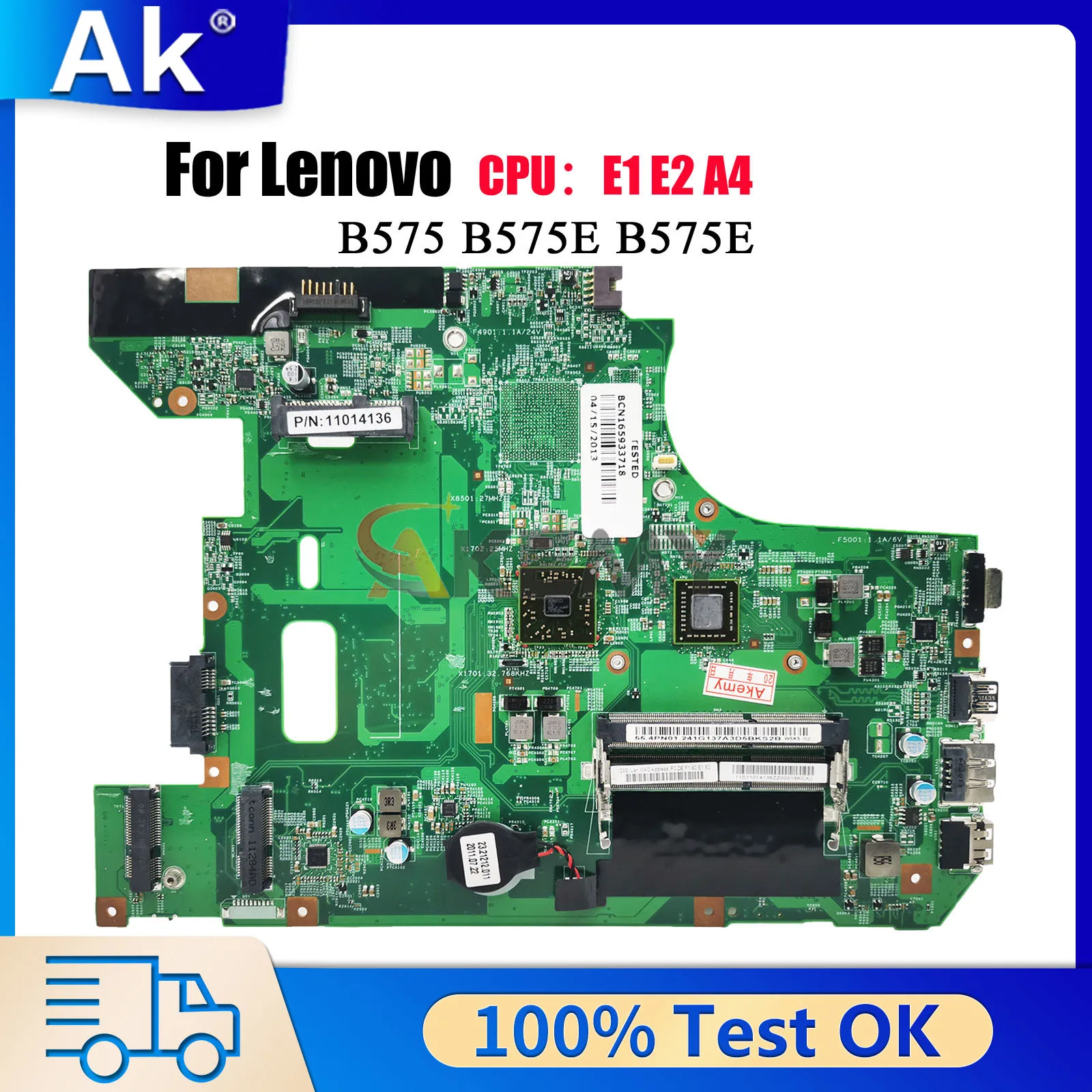 

With AMD CPU DDR3 B575E Laptop Motherboard For Lenovo Ideapad B575 B575E 100% Fully Tested