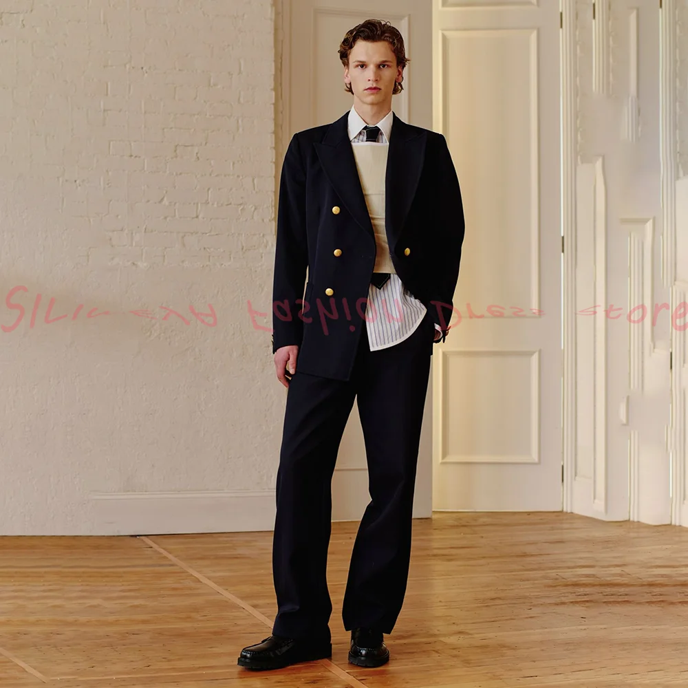 

Мужские костюмы, комплект из 2 предметов, куртка, брюки, деловой повседневный пиджак, комплект официальных свадебных брюк для жениха, комплект смокингов Trajes Para Hombre