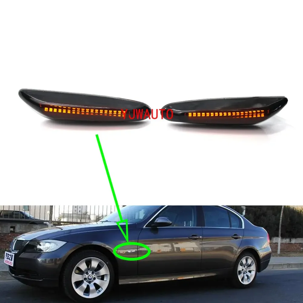 For BMW E46 E60 E90 E92 E93 E87 Side Marker Light Car Smoke Lens LED Side Marker Lights Turn Signal Blinker Lamp Lens Fender