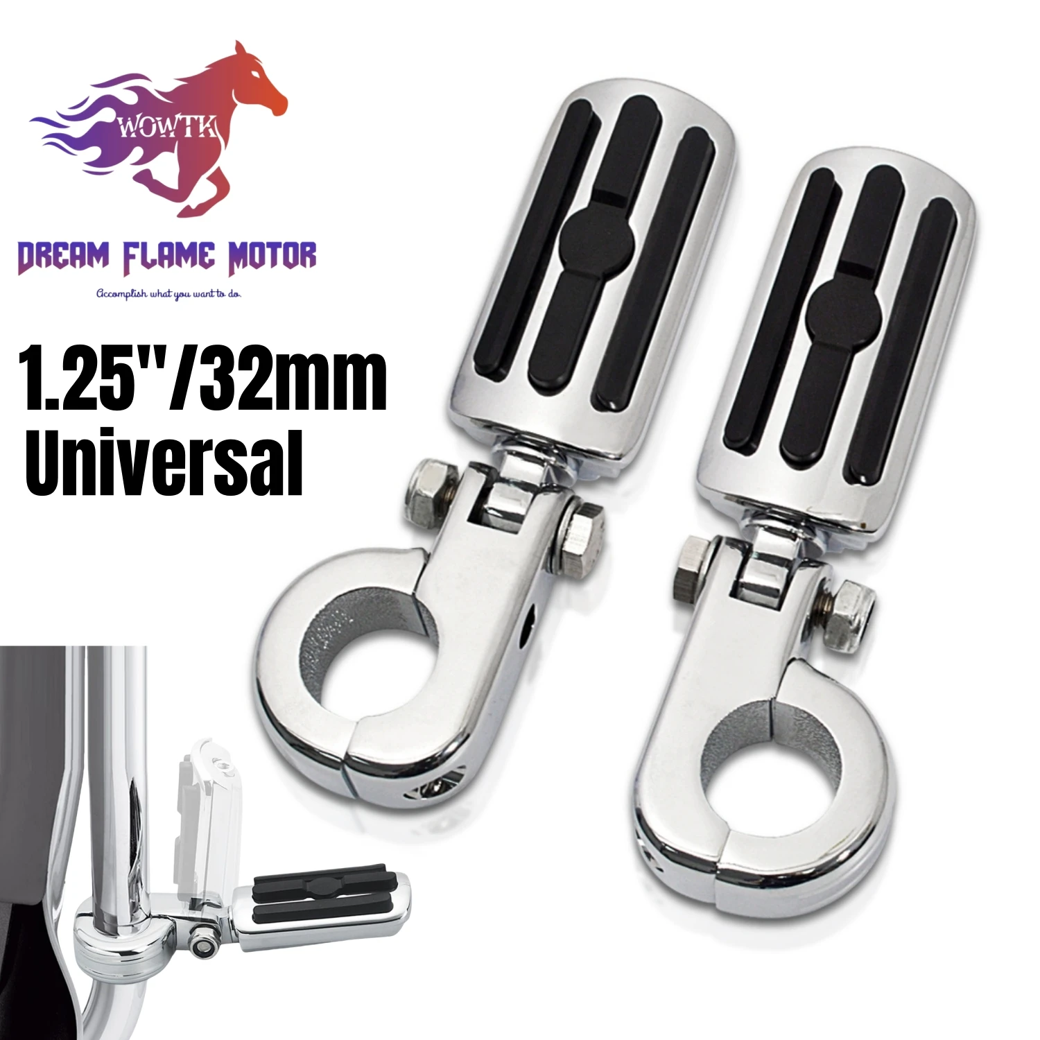 1-1/4'' Highway Foot Pegs Motorcycles 32mm Engine Guard Footrest For Harley Honda CVO Road King Street Glide Fat Bob 114 Softail