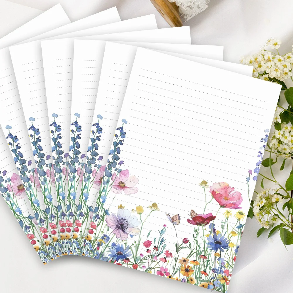 30 Sheets, B5 Watercolor Small Town Landscape Writing Paper, Lined, Glue-free, Very Suitable For Notebooks, Memos, And Stickers