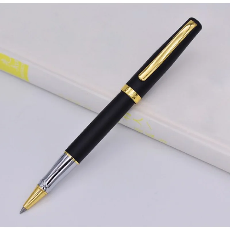 قلم كرات دوارة من الفولاذ A+ Duke 209 باللون الأسود غير اللامع مع قلم مكتب للكتابة بمشبك ذهبي