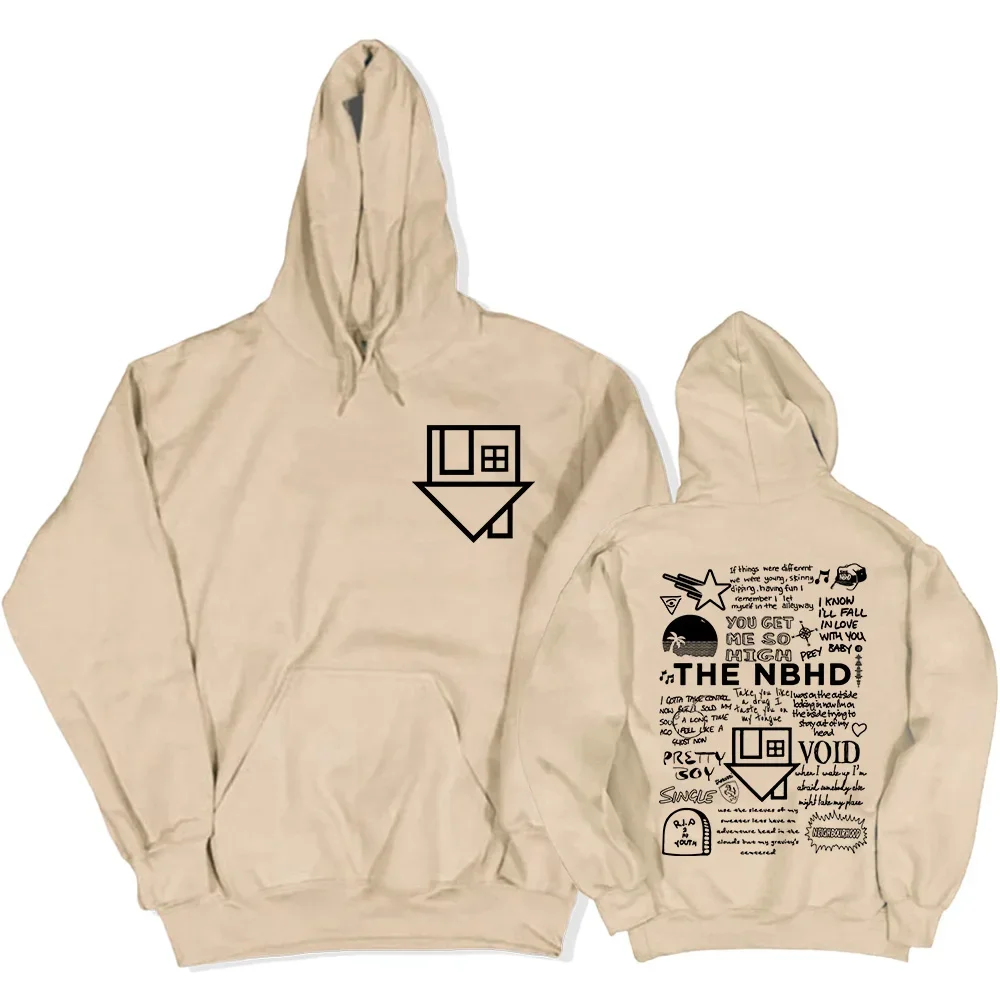 Ropa de calle, Sudaderas con capucha con gráficos de Hip Hop Unisex, sudaderas con estampado de banda NBHD del vecindario, Sudaderas masculinas de manga larga, Tops de invierno