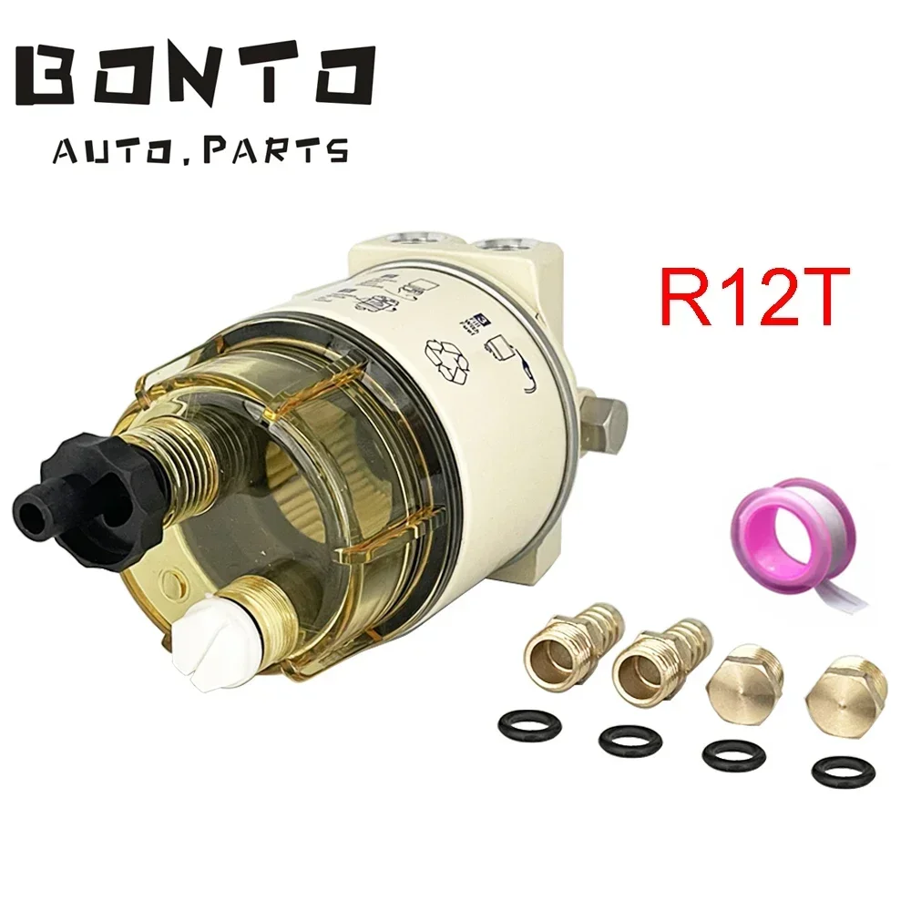 BONTO R12T Fuel Filter Water Separator Complete Kit - Marine SPIN-ON S3240 120AT NPT ZG1/4-19 Fit 3/8 Inch NPT