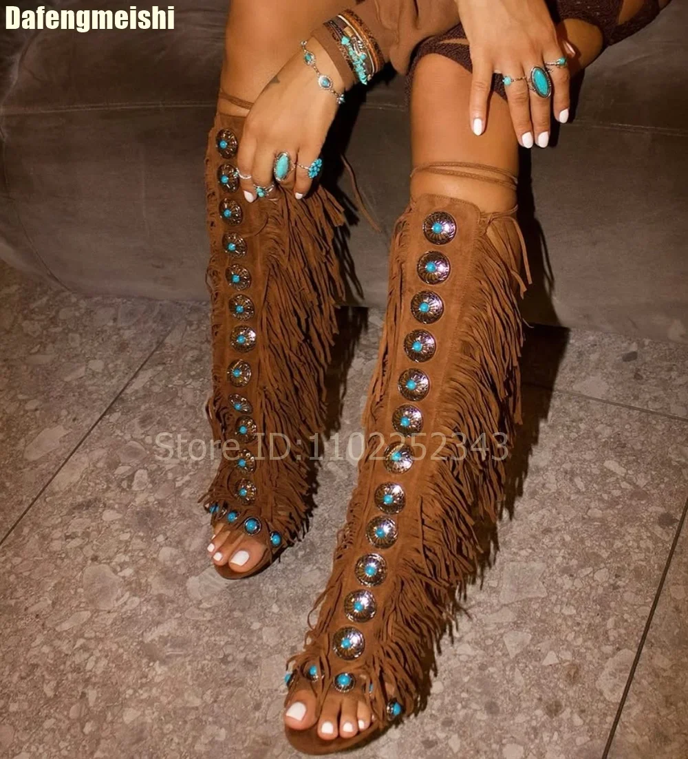 2025 Summer New Fringe Thin High Heel Sandals 2025 Sexy Zipper Female Tassel Pumps Size 44 Woman High Heels Open Toe Party Shoes