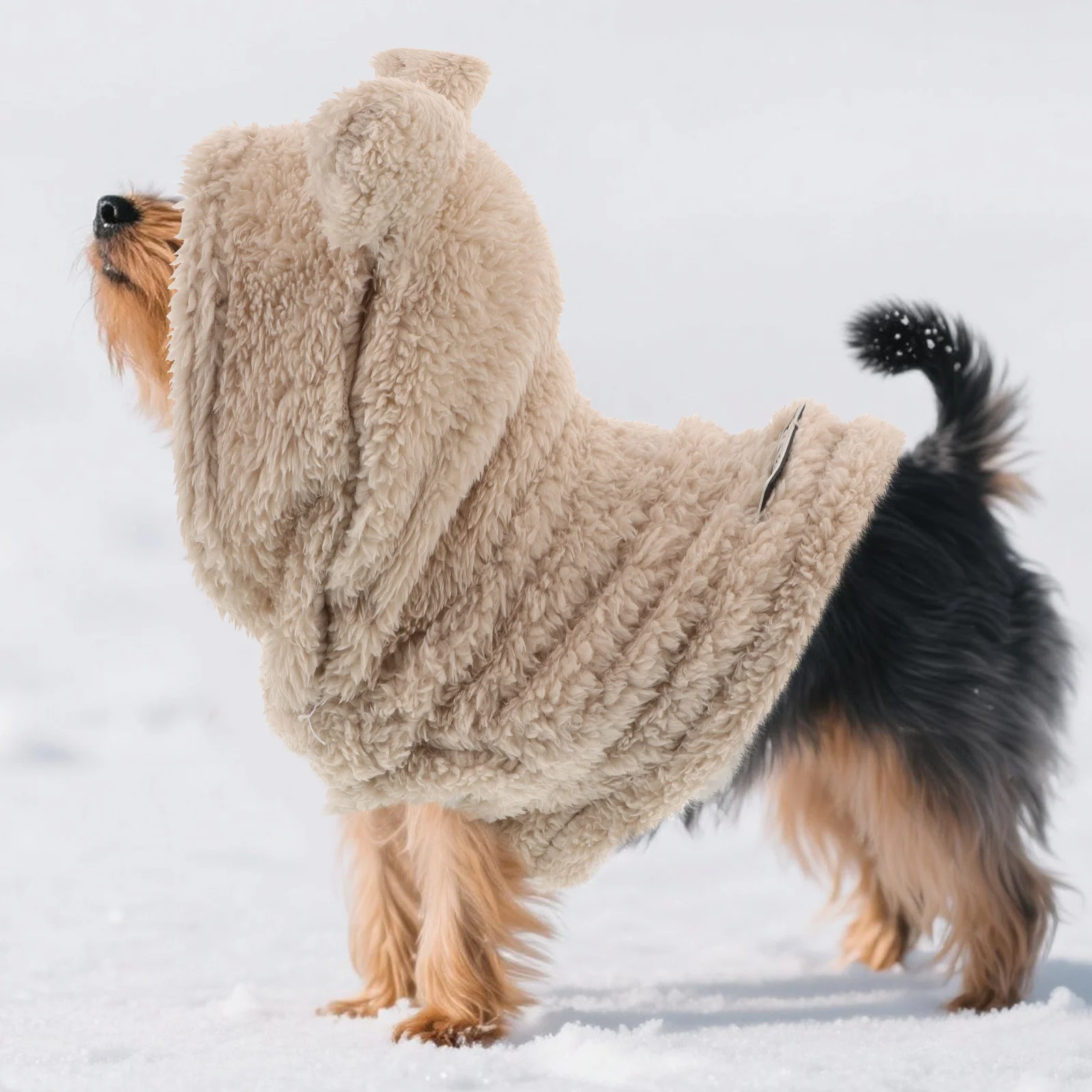 

Warm Pet Hoodie for Small Dogs Cats Rabbits with Bunny Ears Hood Soft Lightweight Polyester Winter Coat for Outdoor Walks Indoor