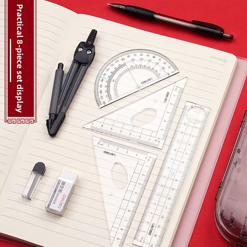 Student Geometry Math Drawing Compass Ruler Set Multifunctional Drawing Stationery Kit For Students School Office Supply