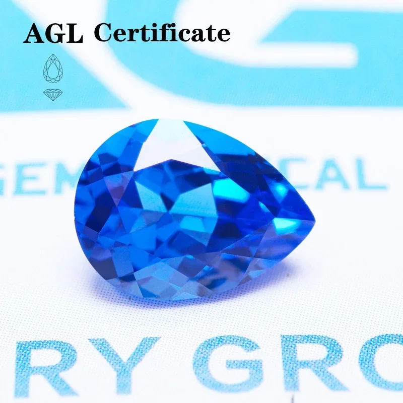 

Lab Grown Cobalt Spinel Pear Shape Extremely Shiny Quality Charm Gemstone Advanced Jewelry Making Materials AGL Certificate