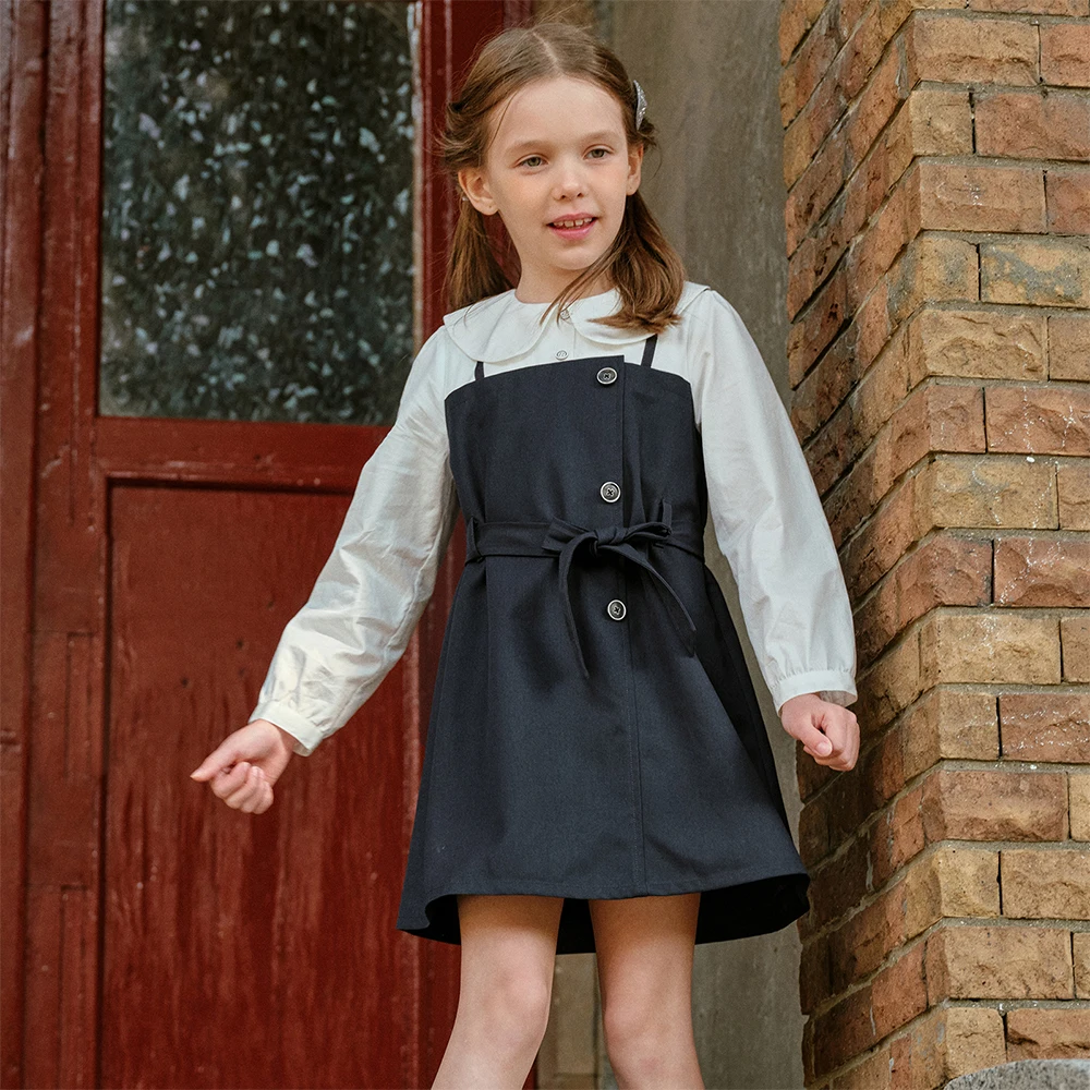 Dave Bella Children's Spring Autumn Dress Sweet Girl's Long Sleeve Princess Dress Fake Two Piece Party Outdoor DK1261171