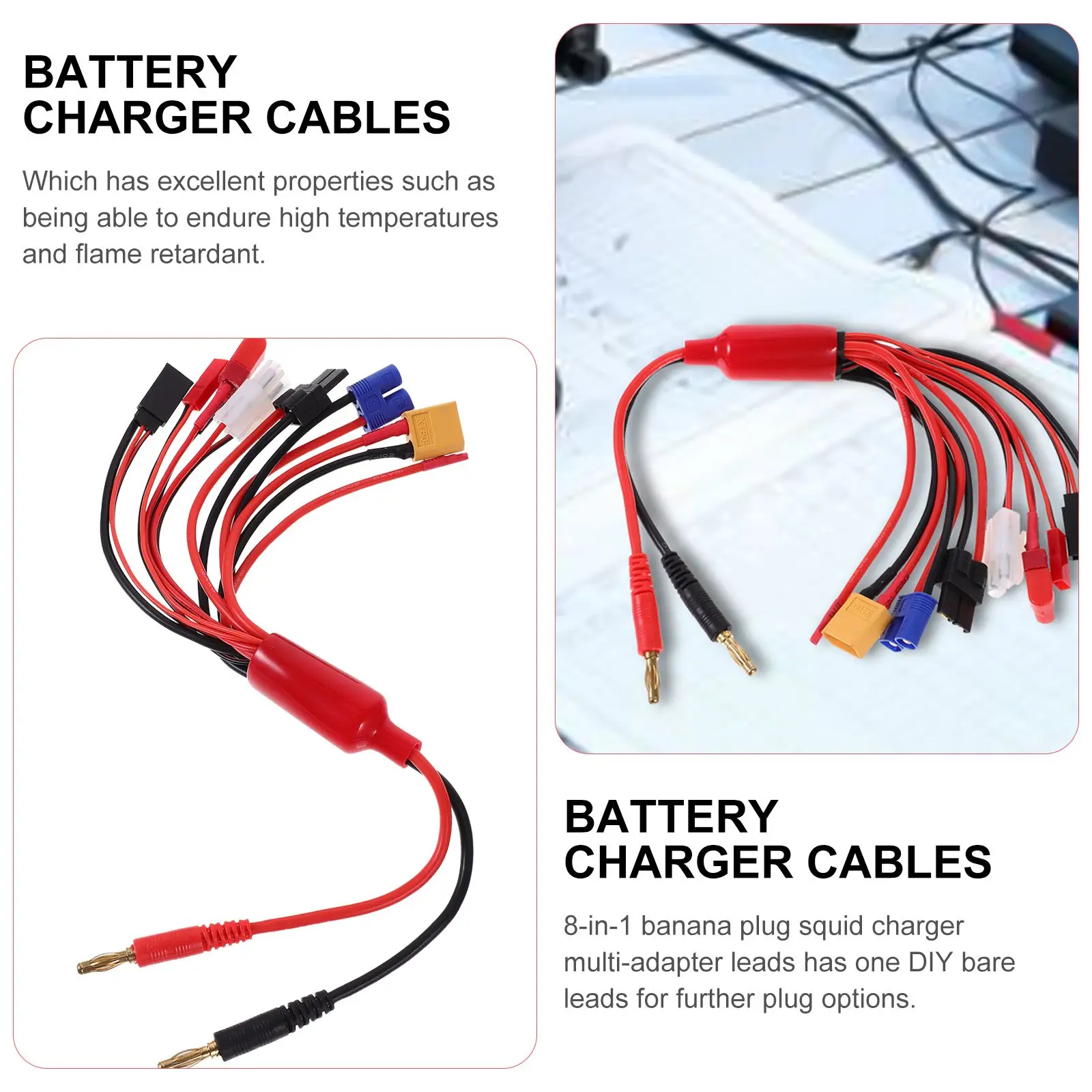 8in1 Banana Plug Cable for Model Aircraft Multifunctional Wire 40mm Connector Aerial Device Charging Adaptor